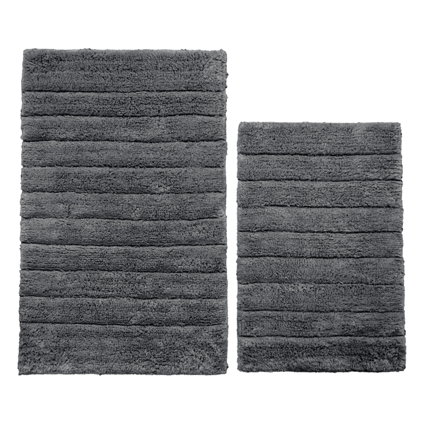Mörkgrå badrumsmatta 2-pack i bomull