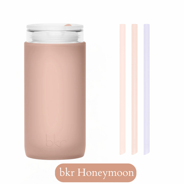 bkr glasflaska Honeymoon med silikon sugrör - Cotton candy 3 pack