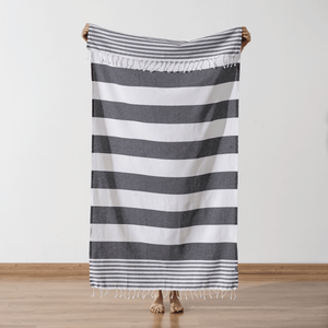 Marine hamamhandduk-Svart - Joi Living
