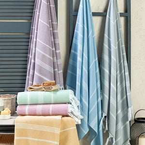 Hamamhandduk Souq semifrotté | strandlakan & badlakan lila blå rosa grön gul och grå