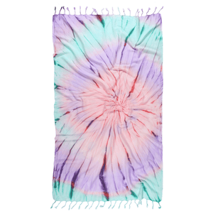 Färgglad snabbtorkande handduk med lila, turkos och orange tie dye