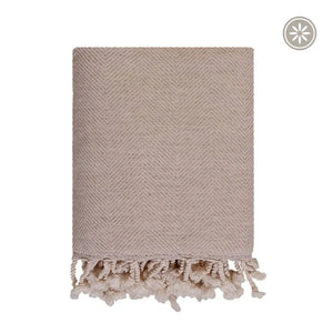 Herringbone pläd i ull - beige - Pläd Urban Joi