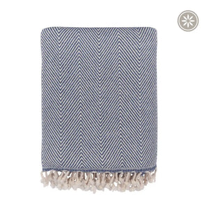 Herringbone pläd i ull - denim - Pläd Urban Joi