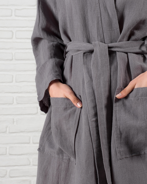 loungewear kimono morgonrock mörkgrå