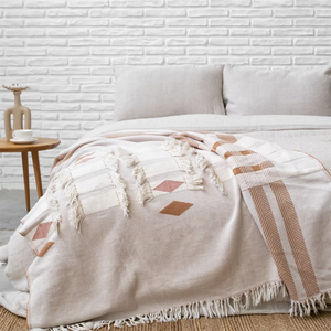 Boho stil inspirerad filt i naturfärger