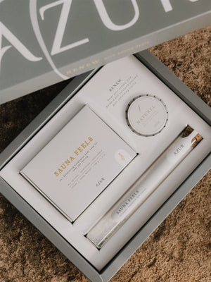 Närbild på Azur Sauna Feels tvål och badprodukt