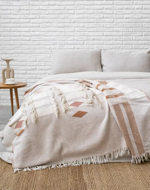 Boho stil inspirerad filt i naturfärger