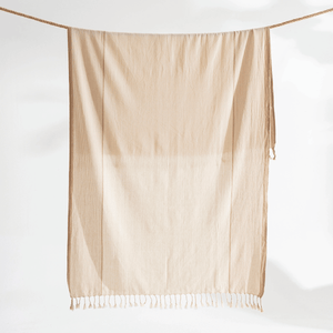Cappuccino randig stor beige strandhandduk 90x50 cm