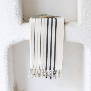 Naturlig bastuhandduk i beige färg – ekologisk bomull