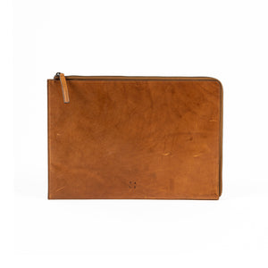 Grimmared laptopfodral 16 tum i brunt narvläder framifrån