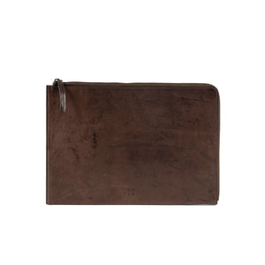 Grimmared laptopfodral 16 tum i mörkbrun narvläder framifrån