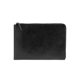 Grimmared laptopfodral 16 tum i svart narvläder framifrån