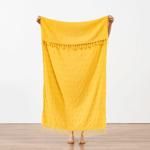 Gul strandhandduk i ekologisk bomull