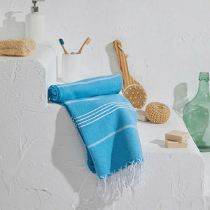 Joi Living - Stripe hamamhandduk & strandlakan - Turkos