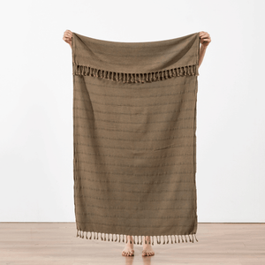 Khaki grön strandhandduk i ekologisk bomull