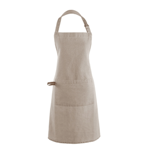 Köksförkläde i bomull – Oat (naturfärg), vit bakgrund