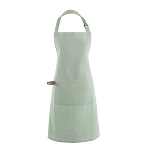 Köksförkläde i bomull – Sage grön, vit bakgrund