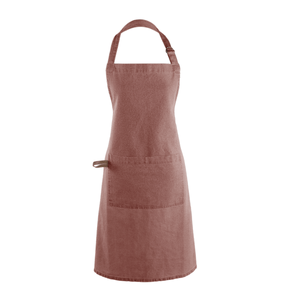 Köksförkläde i bomull – Terracotta, vit bakgrund