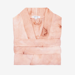 Laranja morgonrock kimono vikad, beige med batikinspierat mönster, linne och bomull.