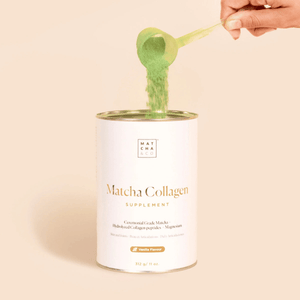 Ceremoniell matcha med kollagen och magnesium med vaniljsmak – klart grönt pulver
