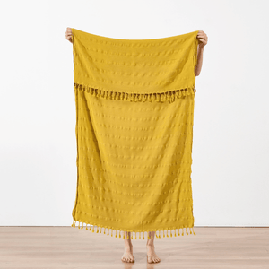 Mustard strandhandduk ekologisk bomull