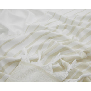 Paradiso frottéhandduk i ekologisk bomull beige med fransar och mjuk textur