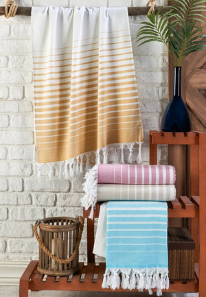 Paradiso frottéhandduk i ekologisk bomull med randigt mönster - flera färger