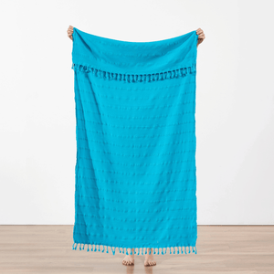 Petrolblå strandhandduk & resehandduk