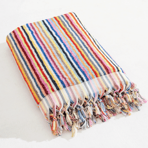 Färgglatt regnbåge badlakan i frotté bomull