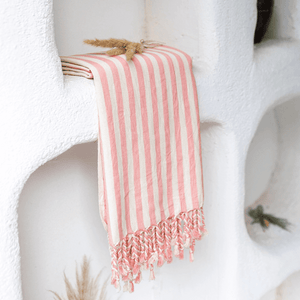 Orange hamamhandduk i vintage stil – snabbtorkande och lätt