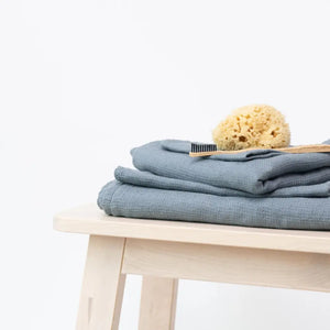 Set 3-pack våfflade linnehanddukar  - Blå - Joi Living