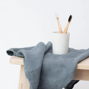 Set 3-pack våfflade linnehanddukar  - Blå - Joi Living