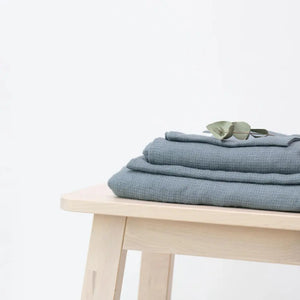 Set 3-pack våfflade linnehanddukar  - Blå - Joi Living