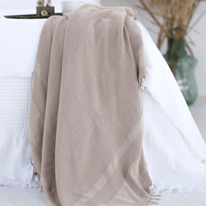 Våfflad hamam handduk beige - Joi Living