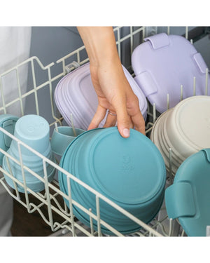 Stojo hopfällbara matlådor i olika färger i diskmaskin – hållbara och BPA-fria silikonbehållare