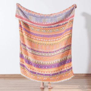 Stor färgglad filt Maori – geometriskt mönster (Färg 1)