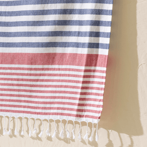 Navy randig stor strandhandduk - Trio