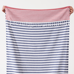 Navy randig stor strandhandduk - Trio