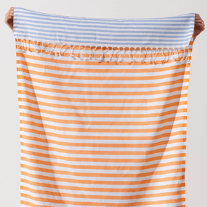 Orange randig stor strandhandduk - Trio