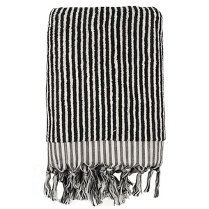 Premium svart frottéhandduk randig design