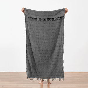 Svart strandhandduk i ekologisk bomull