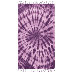 Tie dye handduk i purpur och vitt – lättviktig strandlakan