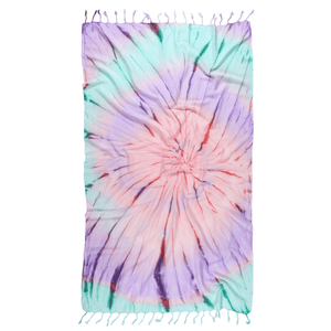 Färgglad snabbtorkande handduk med lila, turkos och orange tie dye