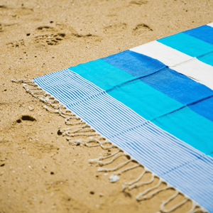 Randig färgglad hamamhandduk - Turkos