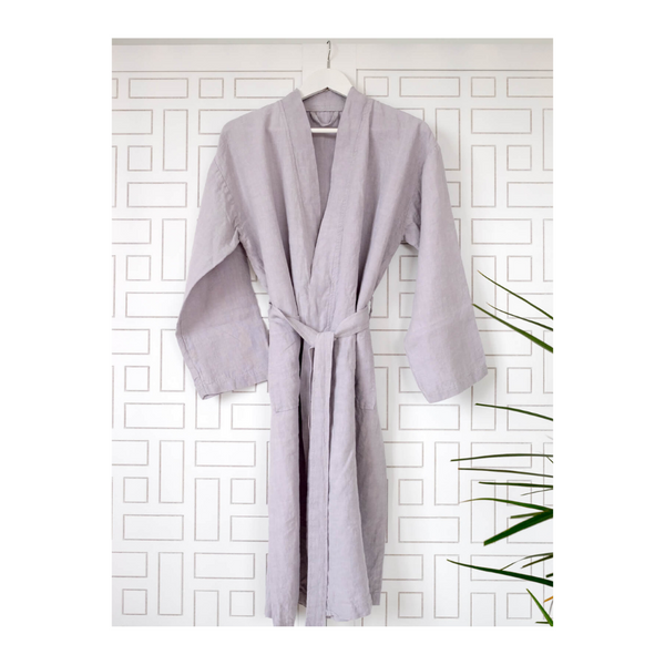 Linen dressing gown - Light grey