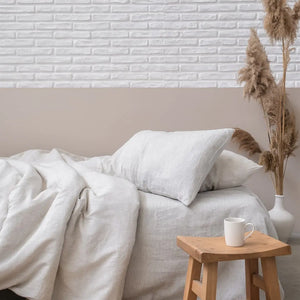 Påslakanset linnemix - Vit randig - Joi Living