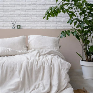 Påslakanset linnemix - Vit randig - Joi Living