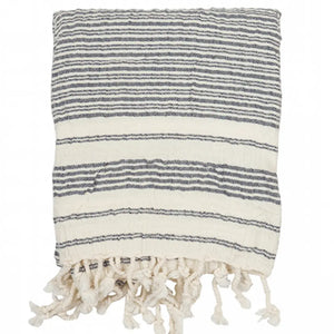 blå handvävd ekologisk hamam handduk 