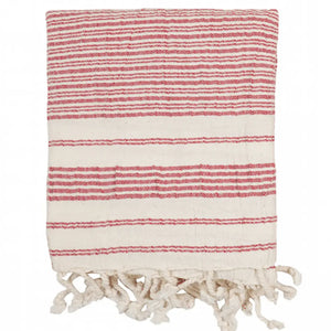 röd handvävd ekologisk hamam handduk 