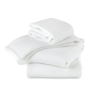 Våfflat badlakan i ekologisk bomull vit staplade, våffelmönster för snabb torkning, GOTS-certifierad 160x80 cm